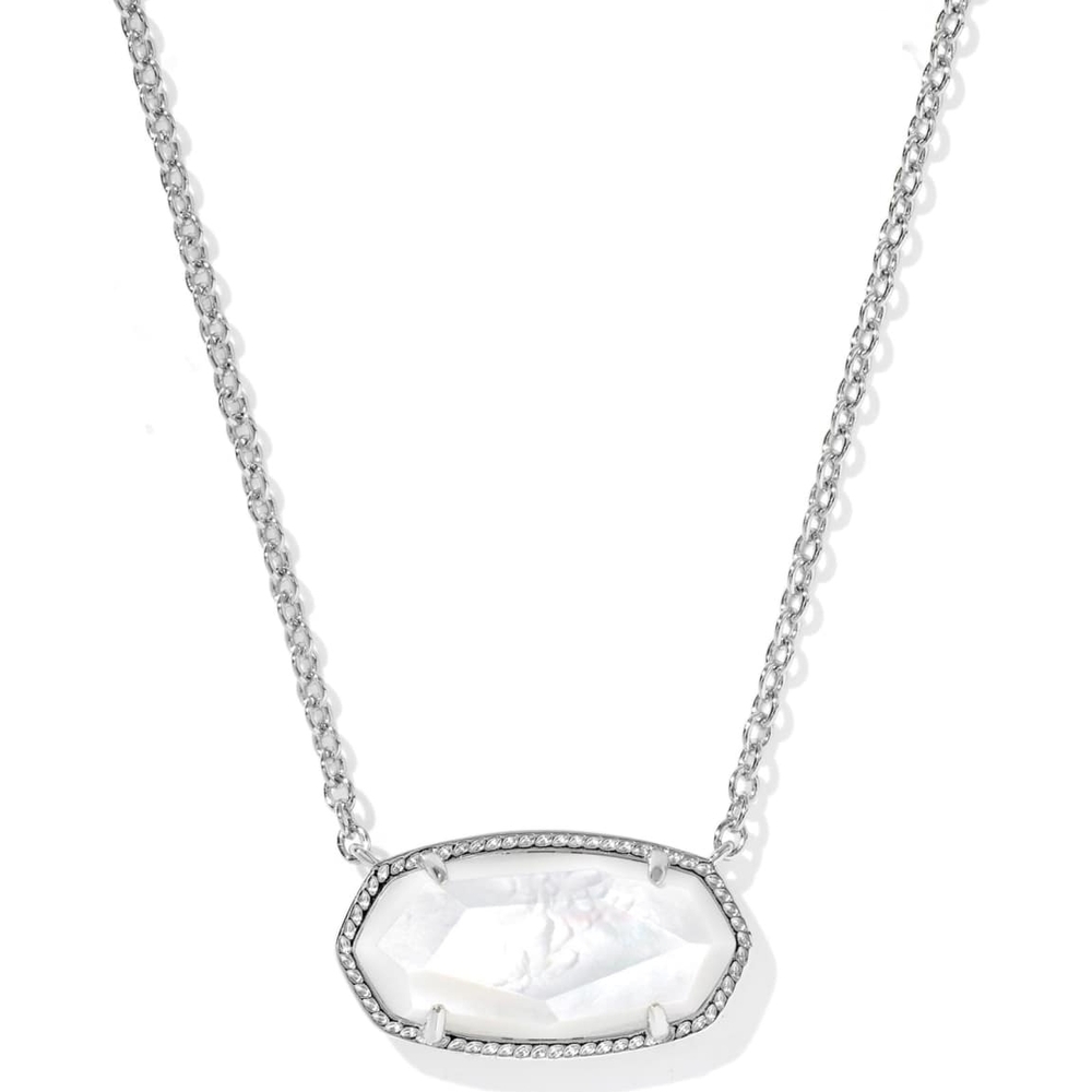 Kendra Scott Silver Necklace with Ivory/White Mother of Pearl Stone